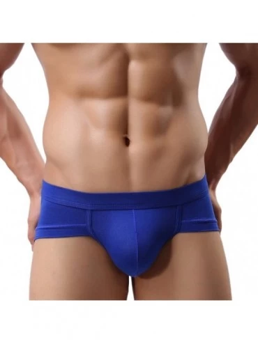 Bikinis Men's Bikini Underwear- Ultra-Thin Breathable Transparent Sexy Trunks Boxers Briefs (XXL- Blue) - CW11WXBEUEN $10.82