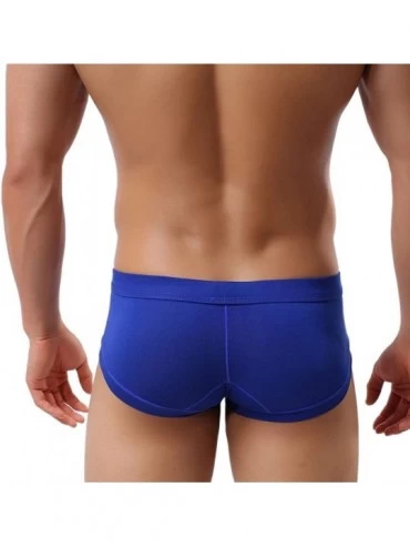 Bikinis Men's Bikini Underwear- Ultra-Thin Breathable Transparent Sexy Trunks Boxers Briefs (XXL- Blue) - CW11WXBEUEN $10.82