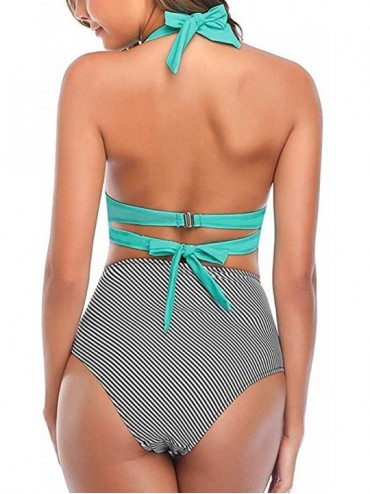 Nightgowns & Sleepshirts Women High Waist Bikini Push Up Bikinis Print Swimsuit Female Beachwear Swimwear - Z-sky Blue - CY19...