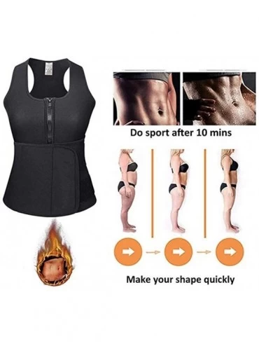 Shapewear Neoprene Women Shapewear Sexy Waist Trainer Vest Slim Belly Tank Workout Zipper Fitnessr Waist Trainer - Purple - C...
