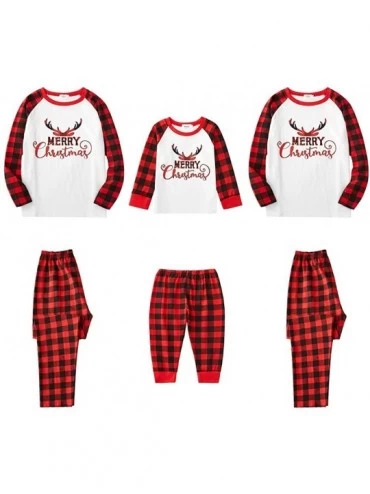 Sets Merry Christmas Holiday Family Matching Pajamas Reindeer Classic Plaid Pajama PJ Sets - Plaid - CJ18WQXSOA6 $60.81