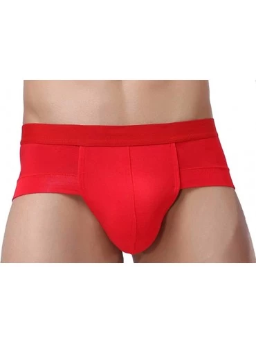 Briefs Men's Bamboo Fiber Briefs Underwear - Red - C311KKP5S4P $16.93