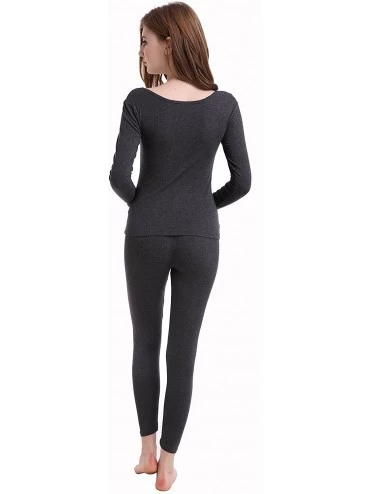 Thermal Underwear Womens Thermal Underwear Set Ultra Thin Crew Neck Base Layer Stretch Long Johns - Dark Gray - CP186KHEC56 $...