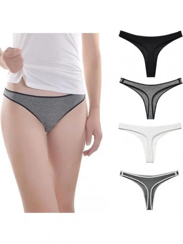 Panties Women's Thongs Underwear G String Sports Panties Low Waist T Back 4 Pack - Mixed F - CC18CM3HYHL $13.94
