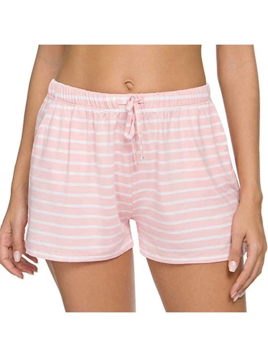 Bottoms Shorts for Women Pajama Soprt Pants Lounge Sleep Shorts Pajama Bottoms with Pockets Casual Summer - Striped-pink - CK...