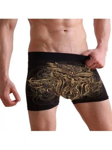 Boxer Briefs Golden Owl Mens Boxer Briefs Underwear Breathable Stretch Boxer Trunk with Pouch - Black - CG18MDKK3N8 $14.63
