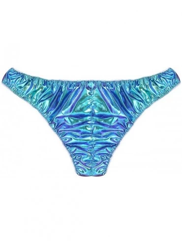 G-Strings & Thongs Mens Shiny Metallic Bikini Briefs Ruched Sissy Panties Thong Crossdress Underwear Swimwear - CA18T20H2I3 $...