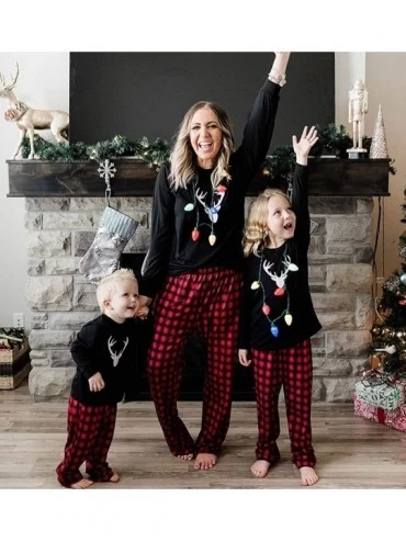 Sets Matching Family Pajamas Sets Christmas PJ's with Deer Long Sleeve Tee and Plaid Pants Loungewear - Black - C818WUNAI3K $...