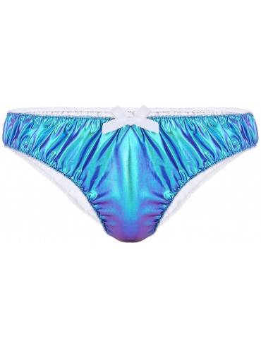 G-Strings & Thongs Mens Shiny Metallic Bikini Briefs Ruched Sissy Panties Thong Crossdress Underwear Swimwear - CA18T20H2I3 $...