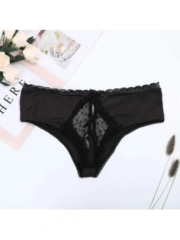 Robes Women Sexy Lingerie Lace G-String Bow Briefs Underwear Panties T String Thongs Knick - Black - C6194N7NRZD $11.36