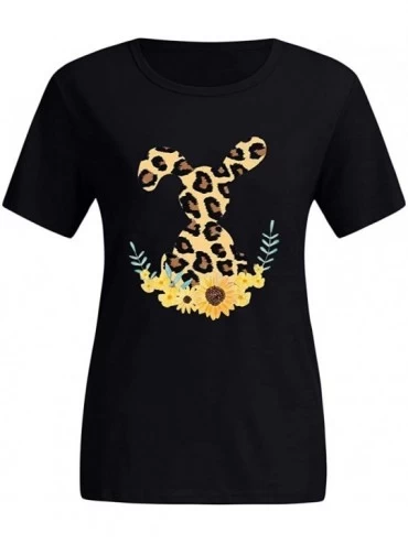 Baby Dolls & Chemises Women's Letter Print T Shirt Funny Short Sleeve Tops Easter Shirts - Black - C1196RLEXGK $14.12