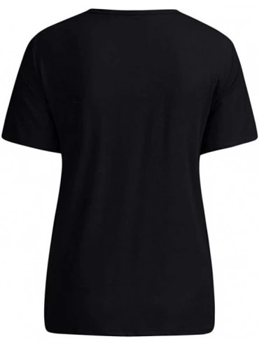 Baby Dolls & Chemises Women's Letter Print T Shirt Funny Short Sleeve Tops Easter Shirts - Black - C1196RLEXGK $14.12