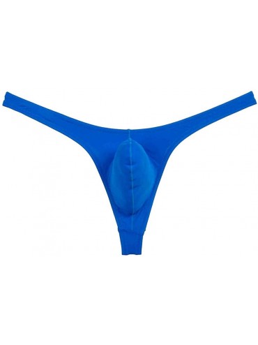 G-Strings & Thongs Men's Solid Thong Spandex Bikini T-Back - Blue - CW19454KYQG $24.10