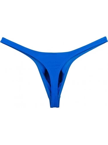 G-Strings & Thongs Men's Solid Thong Spandex Bikini T-Back - Blue - CW19454KYQG $9.75