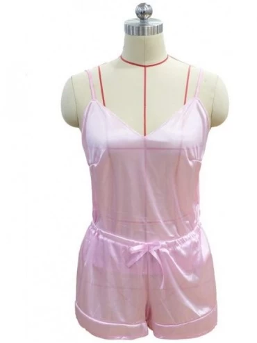 Baby Dolls & Chemises Women Sexy-Lingerie Sleepwear Satin Silk Babydoll Lace Up Nightwear Pajamas Set - Pink - CN199UUKDTC $1...