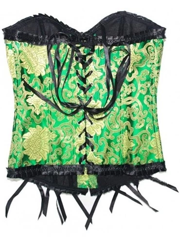 Bustiers & Corsets Women's&Lady's Fashion Satin Wedding Lace up Overbust Corset Busiter Top Clubwear - Green - CA18KOX4HMK $2...