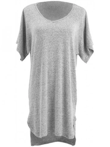 Tops Long Lounge Dove Grey Women's Medium/Large Polyester Fabric Fashion T-Shirt - CA18W8K248X $49.92