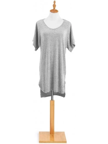 Tops Long Lounge Dove Grey Women's Medium/Large Polyester Fabric Fashion T-Shirt - CA18W8K248X $21.20