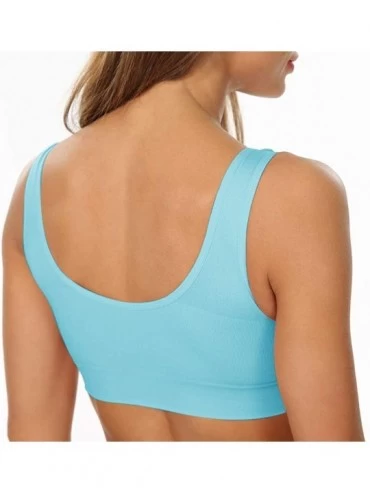 Bras Sports Bra Seamless Lace Coverage Comfortable Daily Bralette with Removable Pads - Pink 1- Blue 1 - C718RYOYG0M $22.64