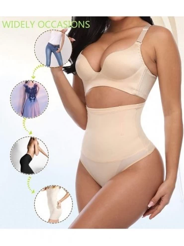 Shapewear Women Middle Waist Tummy Control Thong Seamless Slim Body Shaper Underwear - Apricot - CF18UTCLU4C $11.55
