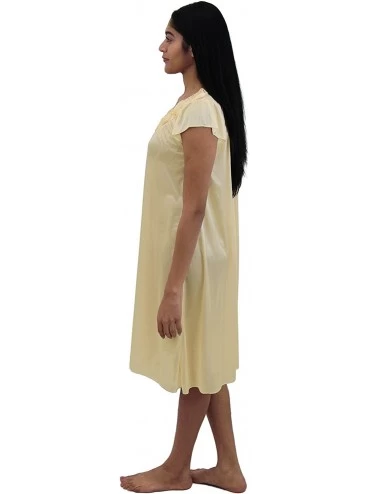 Nightgowns & Sleepshirts Womens' Silky Looking Nightgown with Roses Style 31N - Cream - C612D7GEV55 $13.12