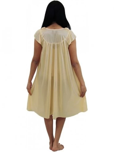 Nightgowns & Sleepshirts Womens' Silky Looking Nightgown with Roses Style 31N - Cream - C612D7GEV55 $13.12