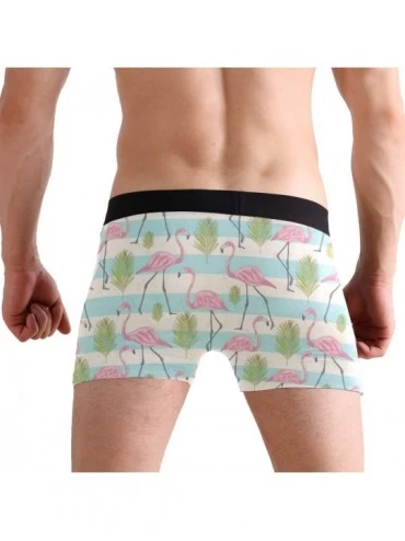 Boxer Briefs Men's Fashion Printed Waistband Boxer Brief Stretch Swimming Trunk - Flamingo - C61947T8ESR $20.37