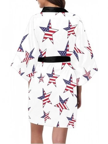 Robes Custom USA Star Geometric Pattern Women Kimono Robes Beach Cover Up for Parties Wedding (XS-2XL) - Multi 3 - CK194S5IIY...