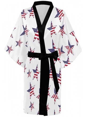 Robes Custom USA Star Geometric Pattern Women Kimono Robes Beach Cover Up for Parties Wedding (XS-2XL) - Multi 3 - CK194S5IIY...