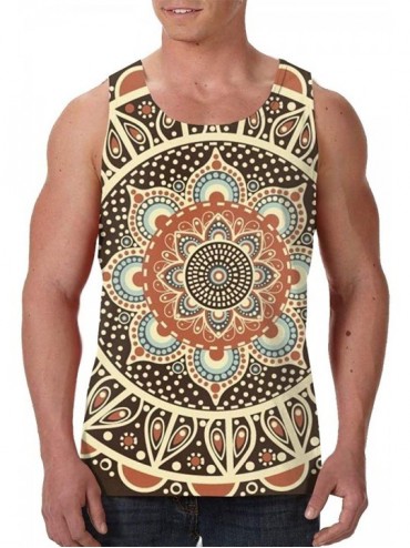 Undershirts Men's Fashion Sleeveless Shirt- Summer Tank Tops- Athletic Undershirt - Round Mandala Pattern - CG19D8LKWQY $38.47