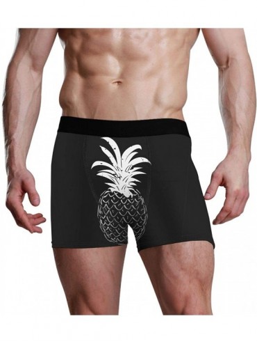 Boxers Men's Algae Marine Plants Breathable Boxer Briefs No Ride-up Soft Underpants S - Black and White Pineapple8 - CT18TOES...