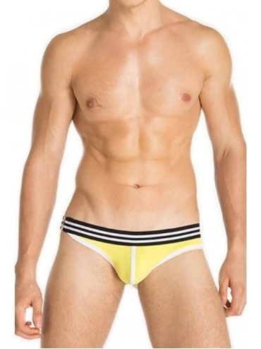 Boxer Briefs Men's Cotton Bikini Y-front Briefs With Side Metal Ring - Fruit Green - CU11AGEQIIT $18.89
