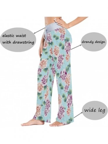 Bottoms Oriental Chinese Japanese Asian Style Peony Women's Pajama Pants Lounge Sleep Wear - Multi - CQ19DC0S9CK $19.97