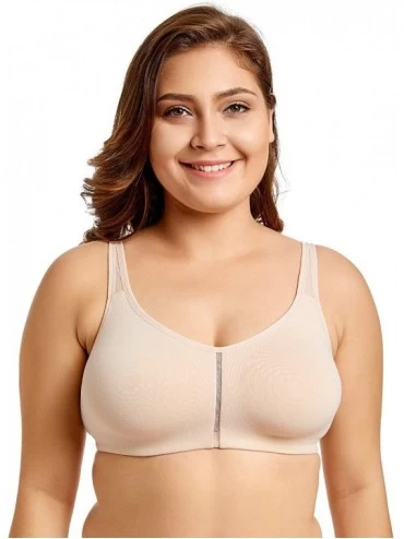 Bras Women's Seamless Soft Wirefree No Padding Full Cups Plus Size Bra - Beige Comfort - C4187IN2225 $16.04