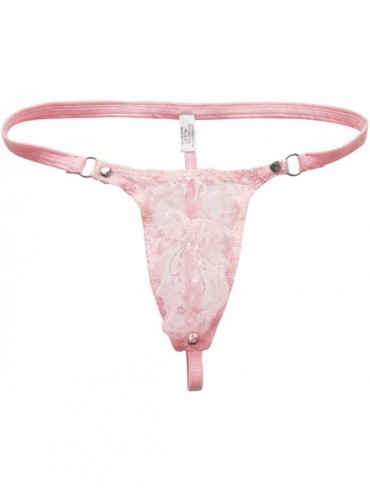 G-Strings & Thongs Men's Mesh Sissy Lace Bikini Briefs Open Butt T-Back Tangas G-String Thongs Underwear - Pink - CJ190OE2N79...