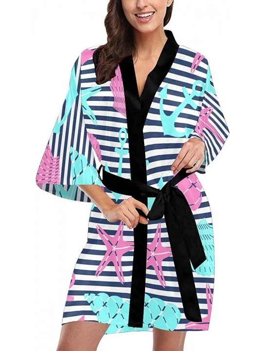 Robes Custom Sea Elements Pattern Women Kimono Robes Beach Cover Up for Parties Wedding (XS-2XL) - Multi 5 - CN194UASU6Z $45.21