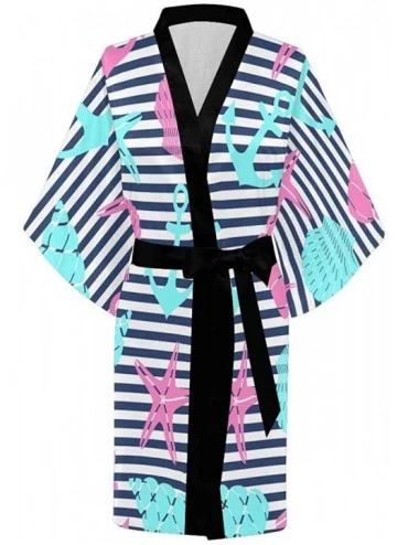 Robes Custom Sea Elements Pattern Women Kimono Robes Beach Cover Up for Parties Wedding (XS-2XL) - Multi 5 - CN194UASU6Z $45.21