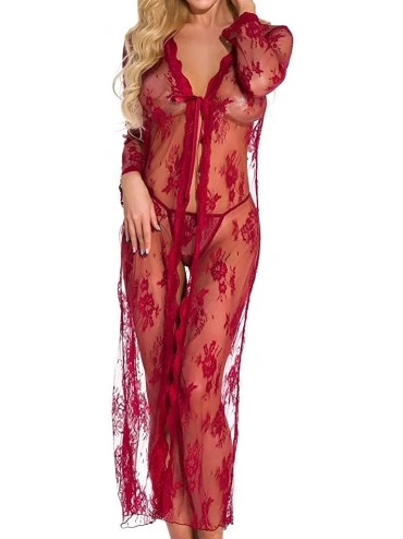 Thermal Underwear Sexy Lingerie for Women Lace Teddy Lingerie Deep V Open Plus Size Nightgown Underwear Pajamas Perspective W...