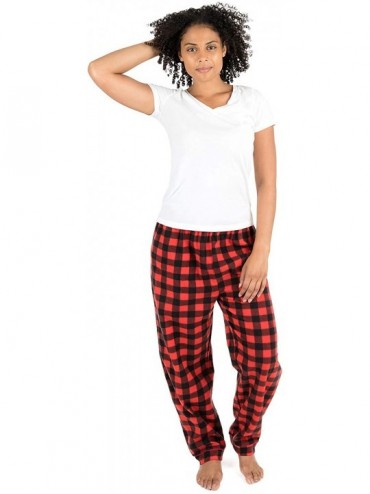 Bottoms Women's Pajama Pants Fleece Lounge Sleep Pj Bottoms (Size XSmall-XLarge) - Black & Red Plaid - C218X2HSL5O $42.42