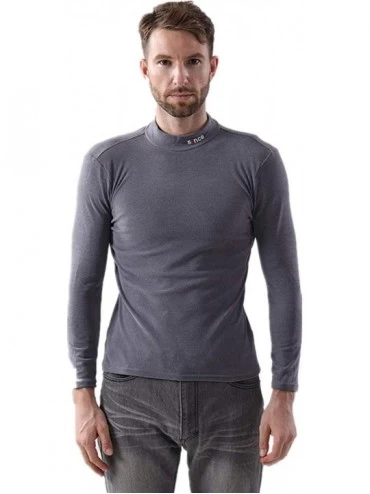 Thermal Underwear Men's Fleece Thermal Base Layer Mock Neck Long Sleeve Shirt - Gray - CB195LRALMA $37.73