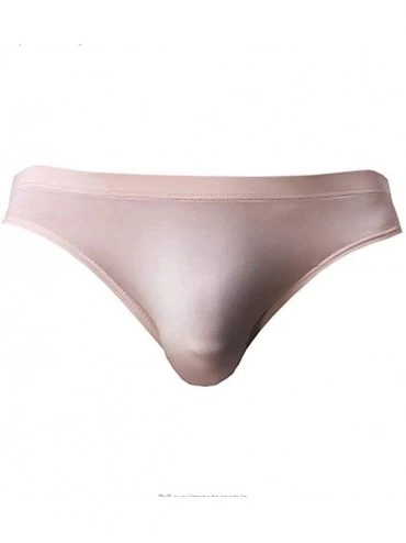 Briefs Sexy Men Briefs Ice Silk Underwear Solid Low Rise Bikini Underpants - Nude - CN18IGQZZS6 $12.16