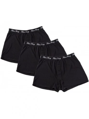 Boxers Mens Relaxed Stretch Knit Boxers Modal Cotton Microfiber Blend - 3 Pack Black - CF12MXU1ITM $45.34