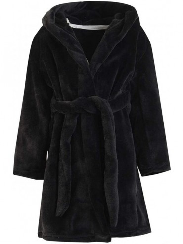 Robes Kids Boys Girls & Women's Fleece Robe- 2 Years - Women XL - Black - CI18XI5ONCH $17.35