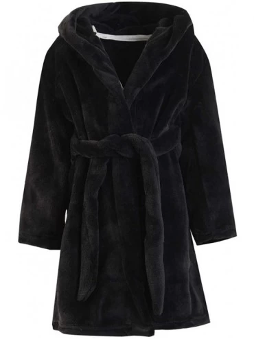 Robes Kids Boys Girls & Women's Fleece Robe- 2 Years - Women XL - Black - CI18XI5ONCH $38.28
