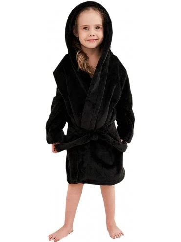 Robes Kids Boys Girls & Women's Fleece Robe- 2 Years - Women XL - Black - CI18XI5ONCH $17.35