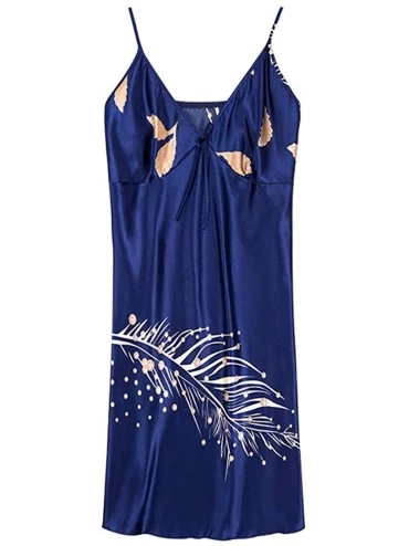 Nightgowns & Sleepshirts Satin Nightshirts Womens Nightwear Spaghetti Strap Nightdress V Neck Sleepwear - 13667 - CO193ARZS88...