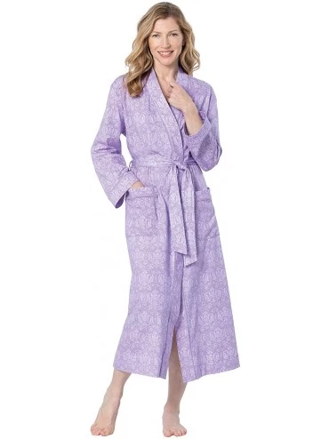 Robes Long Women's Cotton Robes - Soft Robe Womens - Lavender Damask - CH18GCHWQMD $74.49