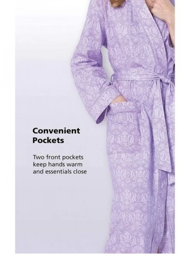 Robes Long Women's Cotton Robes - Soft Robe Womens - Lavender Damask - CH18GCHWQMD $29.80