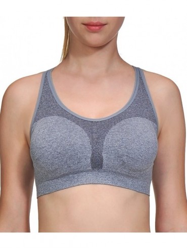 Bras Women's Removable Padded Sports Bras Seamless Strappy Workout Yoga Tops Bralette - 001-grey - CM18O828GSS $33.11