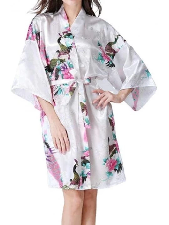 Tops Women's Floral Half Sleeve Mid-Length Kimono Comfy Sleepwear Soft Pj - 9 - CB198765NST $19.17